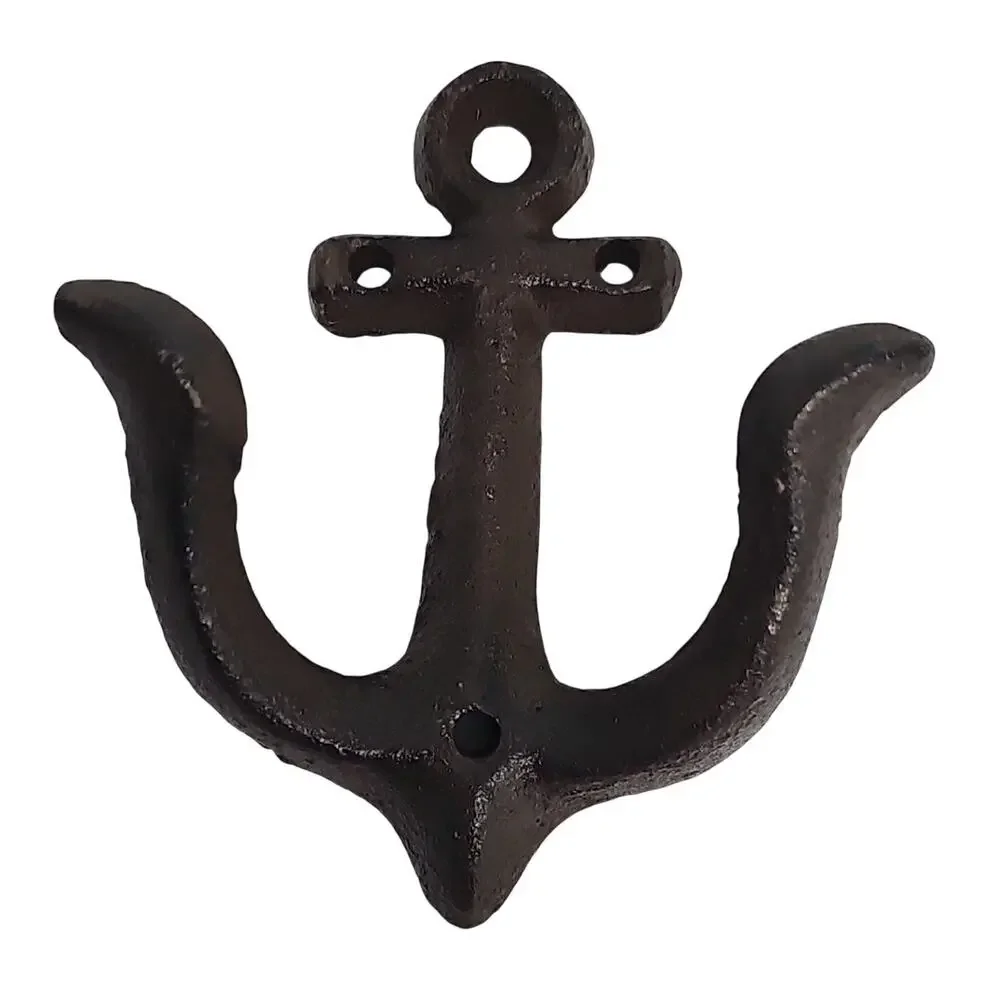 Cast Iron Anchor Wall Hook in Dark Brown Coastal